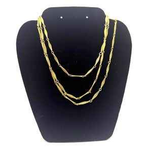 Vintage Gold Tone Textured Link Necklace 26 inch – Classic Statement Jewelry‎